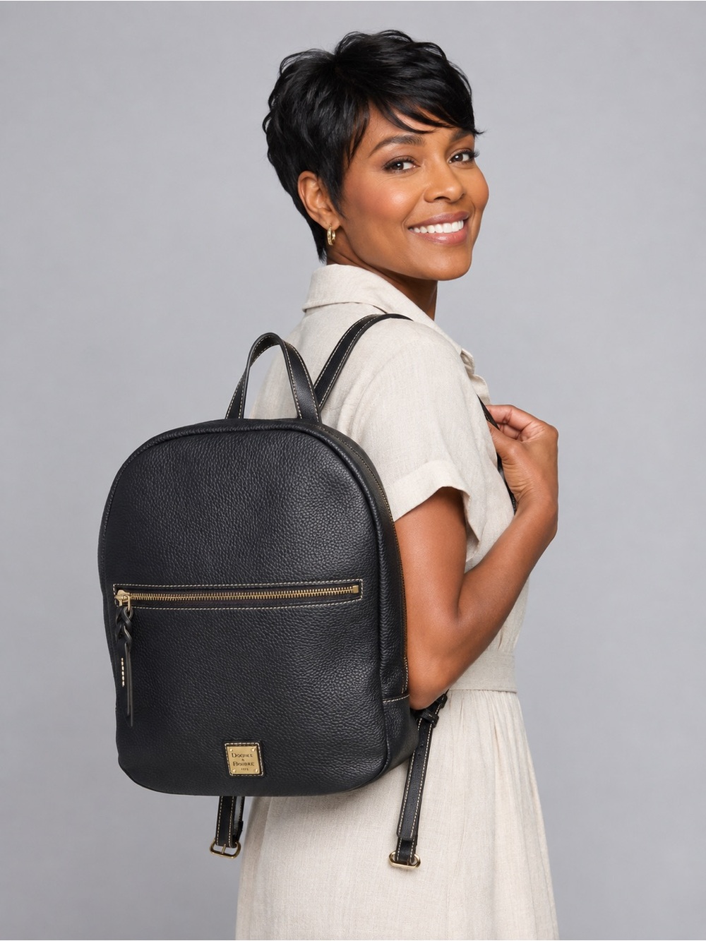 Ladies Dooney & Bourke Ronnie Black Pebble Grain Leather Backpack